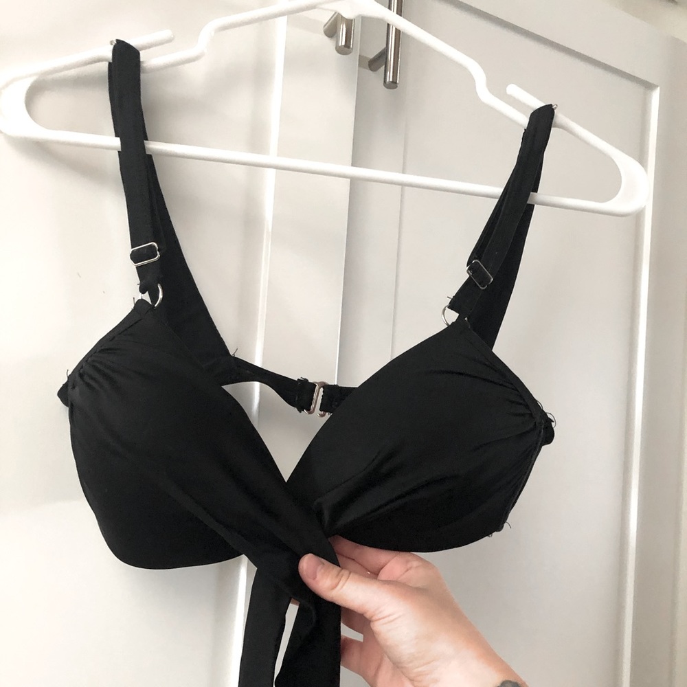 SOLD Black wrap bikini top w/ adjustable straps